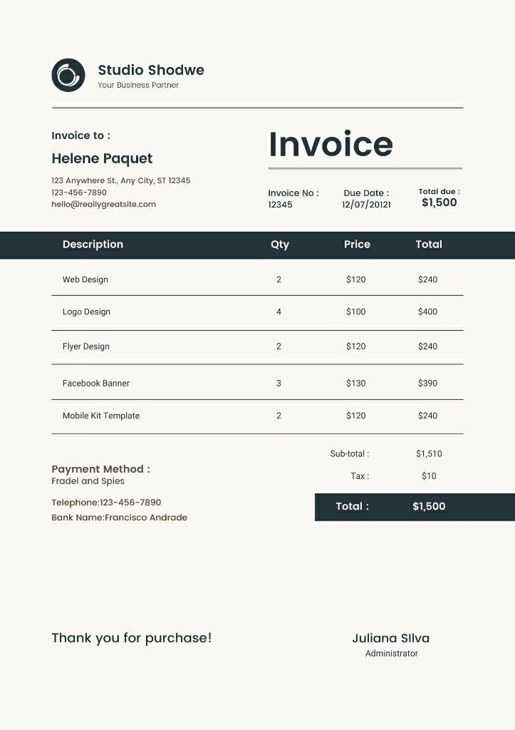 Mẫu hoá đơn màu xám